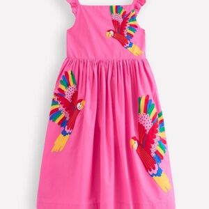 Mini Boden - Annalisa Pink Bird Appliqué Dress, Size 7-8